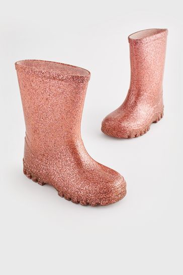 Rose Gold Pink Glitter Wellies