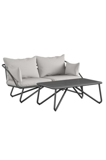 Novogratz Grey Teddi Outdoor Loveseat and Coffee Table