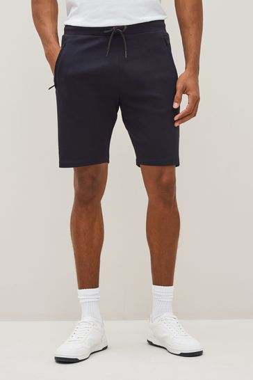 Navy Blue/Grey 2 Pack Straight Zip Pocket Jersey Shorts