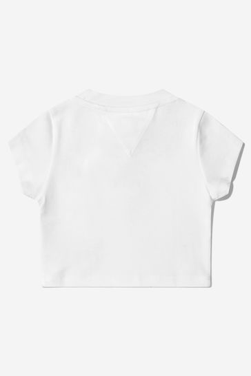 Girls Cotton Cropped T-Shirt in White