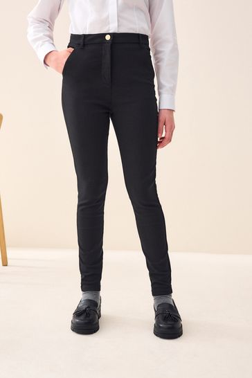 Black skinny stretch trousers top