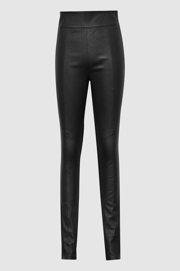 Reiss Meave Panelled Leather Leggings 