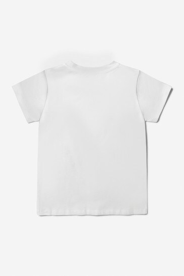 Boys White Cotton Jersey Logo T-Shirt