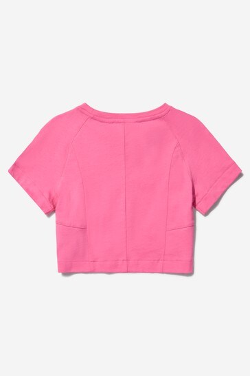 걸스 핑크 코튼 로고 티셔츠