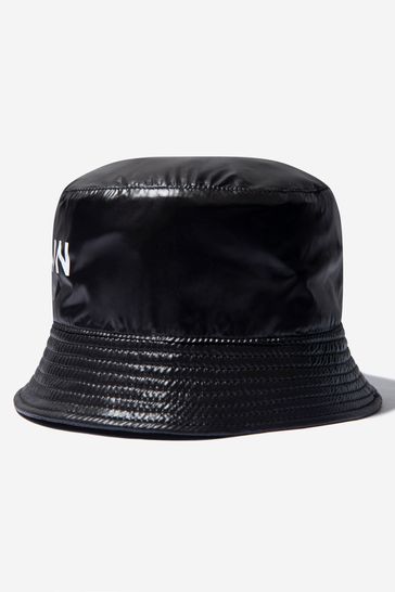 Boys Black Logo Print Bucket Hat