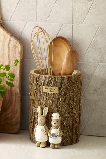 Natural Bertie Bear and Rosie Rabbit Utensil Pot
