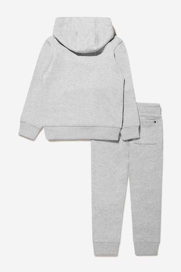 Boys Cotton Branded Tracksuit in Grey