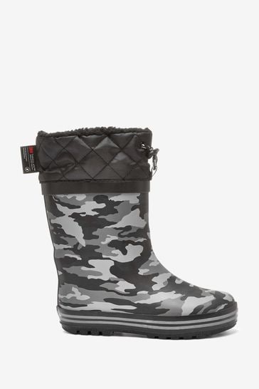 Monochrome Camouflage Thinsulate Warm Lined Cuff Wellies