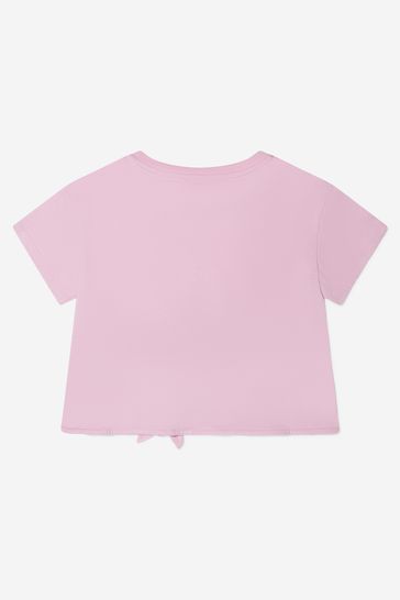 Girls Organic Cotton Heart Print T-Shirt in Pink