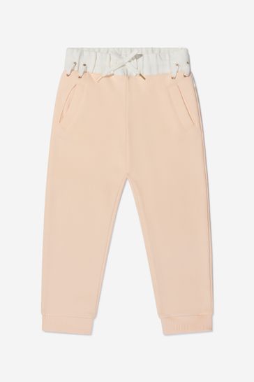 Girls Organic Cotton Fleece Trousers in Pink