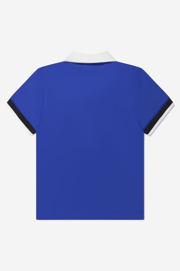 DKNY Boys Cotton Logo Blue Polo Shirt