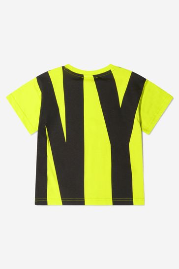 Boys Cotton Loose Fit Logo T-Shirt in Lime