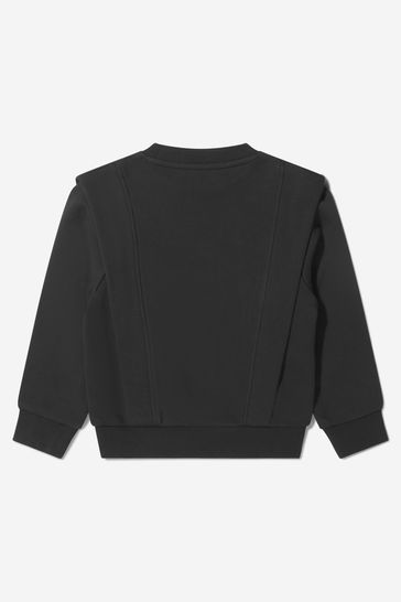 Girls Cotton Logo Sweatshirt in Black