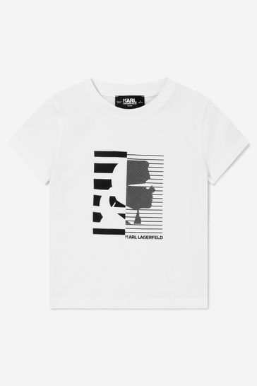 화이트 소재 의 소년 코튼 실루엣 초상화 티셔츠