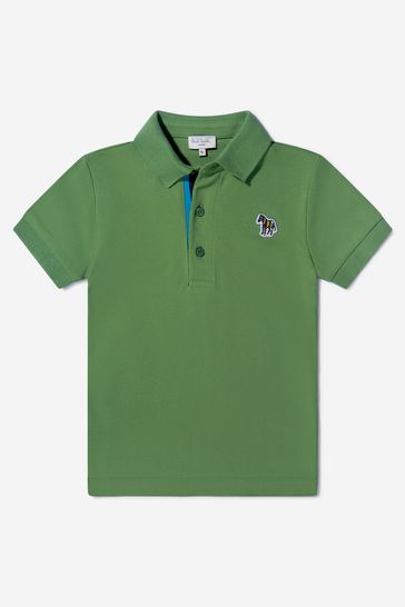 Boys Cotton Logo Polo Shirt in Khaki