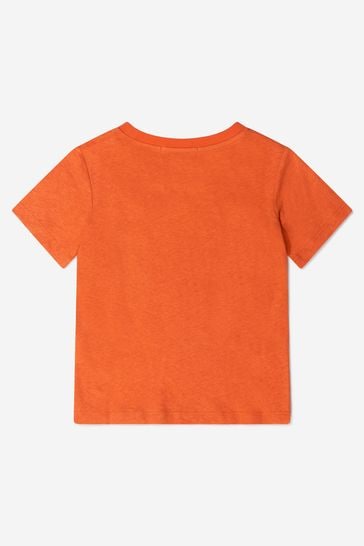 걸스 코튼 선샤인 프린트 티셔츠 인 오렌지