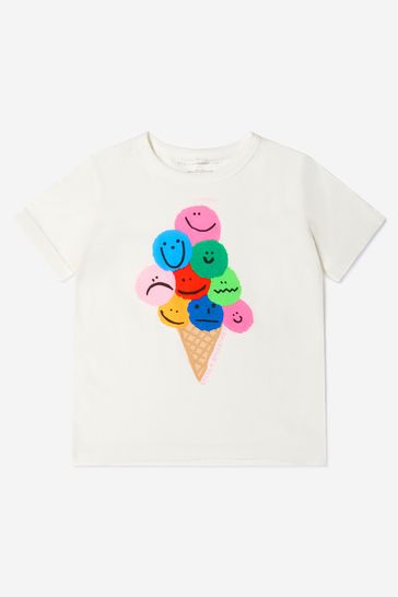 걸스 코튼 스마일리 아이스크림 콘 티셔츠