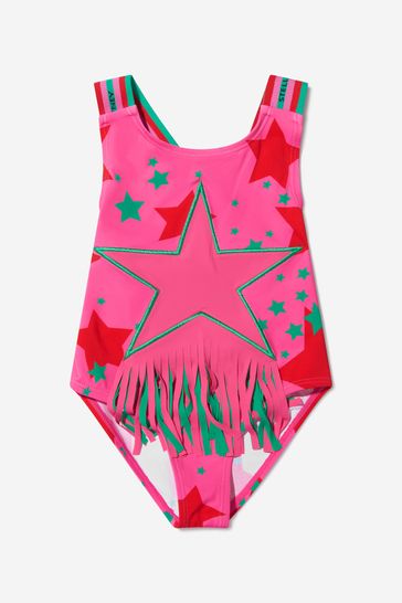 بدلة سباحة وردي طبعة نجوم بشربة للبنات