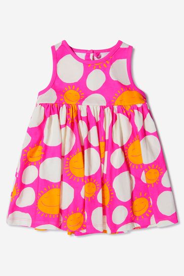 Baby Girls Cotton Spotted Dress in Pink