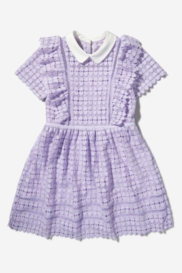 Girls Heart Lace Mini Dress in Purple