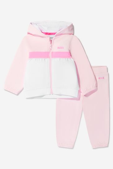 Baby Girls Organic Cotton Tracksuit Gift Set in Pink