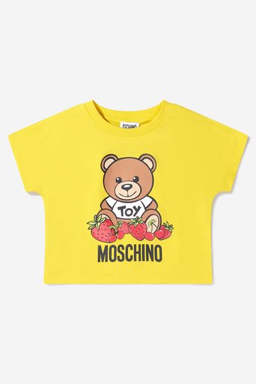 Moschino Kids Girls Cotton Teddy Toy And Fruit Logo T-Shirt in Yellow |  Childsplay Clothing USA