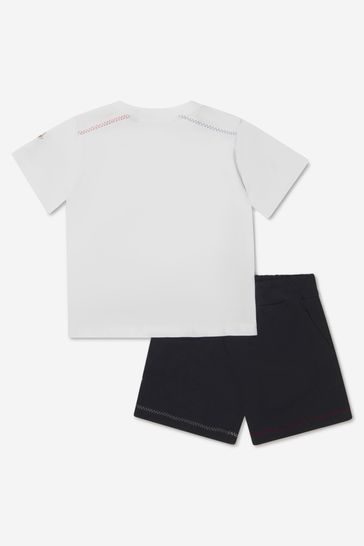 Boys Logo T-Shirt And Shorts Set in Black/White