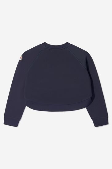 Girls Branded Cropped Sweatshirt in Navy