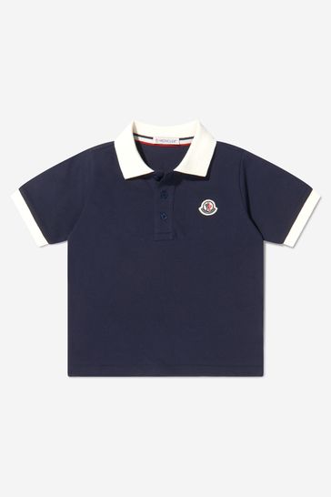 Boys Short Sleeve Logo Polo Shirt in Navy