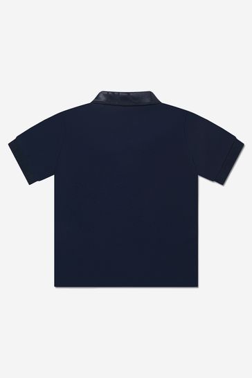 Boys Pique Short Sleeve Polo Shirt in Navy