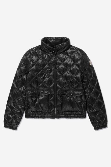 Girls Down Quilted Binic Jacket in Black