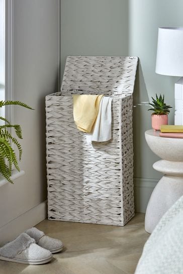 White slimline laundry basket on sale