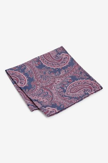 Burgundy Red Paisley Slim Tie And Pocket Square Set