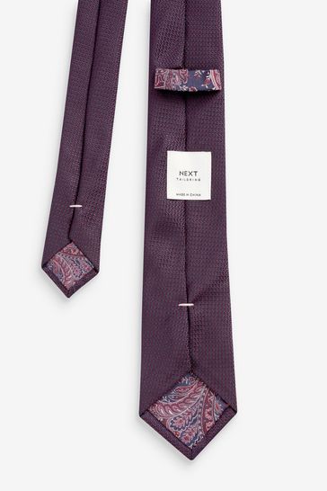 Burgundy Red Paisley Slim Tie And Pocket Square Set