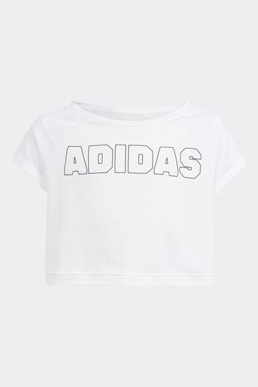 adidas White Kids Sportswear Aeroready Dance Crop T Shirt