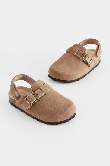 Brown suede clogs discount
