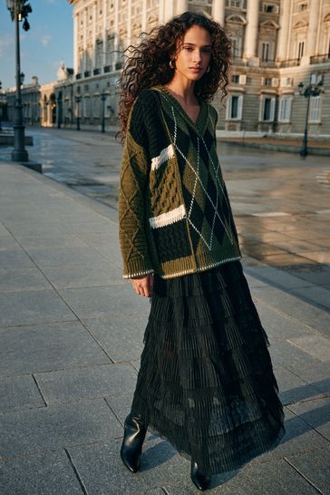 Full tulle mesh midi skirt deals