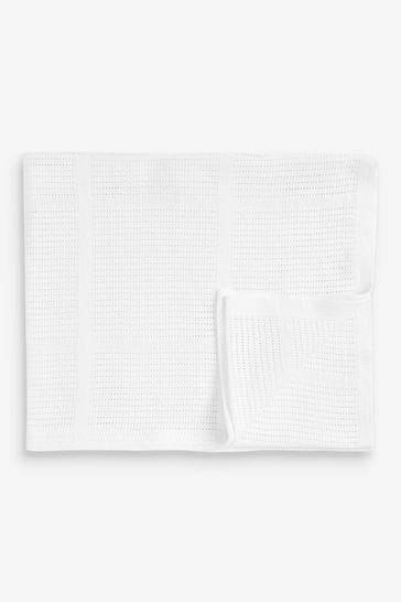 White 100 Cotton Baby Cellular Blanket