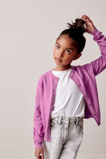 Purple button sales up cardigan
