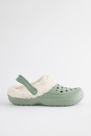 Buy Womens Faux Fur Lined Clog Slippers from Next
