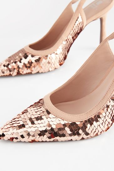 Buy Forever Comfort Sequin Point Toe Slingback Heels from Next