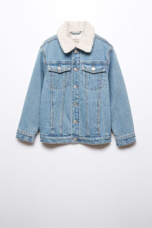 Faux shearling hot sale denim jacket mens