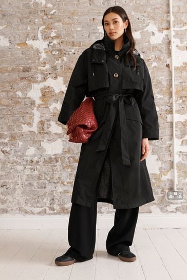 Black Waterproof Trench Coat