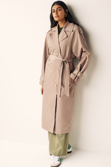 Neutral Shower Resistant Trench Coat