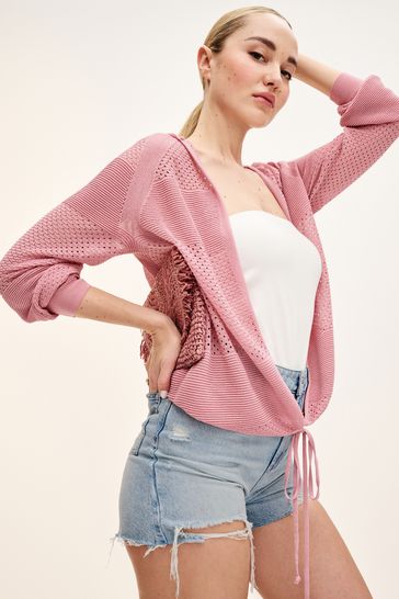 Pink mesh cardigan clearance