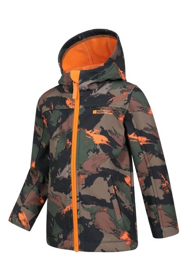 Mountain Warehouse Green Kids Exodus II Water Resistant Fleece Lined Printed Softshell