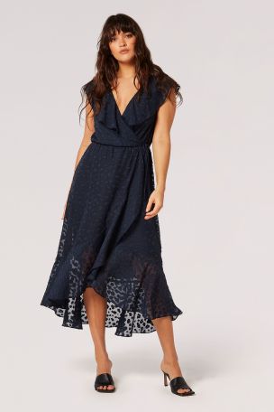 Ruffle faux shop wrap dress
