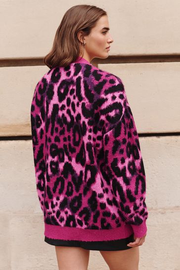 Pink cheetah print sweater hot sale