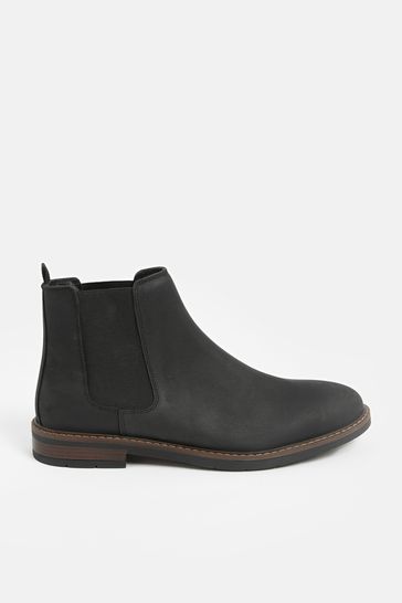 PU Square Toe Chelsea Boot In Black | boohoo