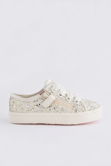 Womens white hot sale glitter trainers